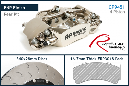 AP Racing by Essex Radi-CAL ENP Competition Brake Kit (Rear CP9451/340mm)- Porsche 987, 981, 718 Boxster & Cayman